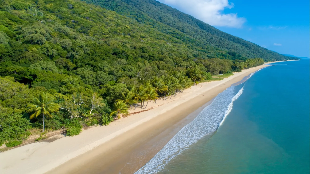 Aerial view of Ellis Beach, Cairns. Image credit: Tourism Tropical North Queensland