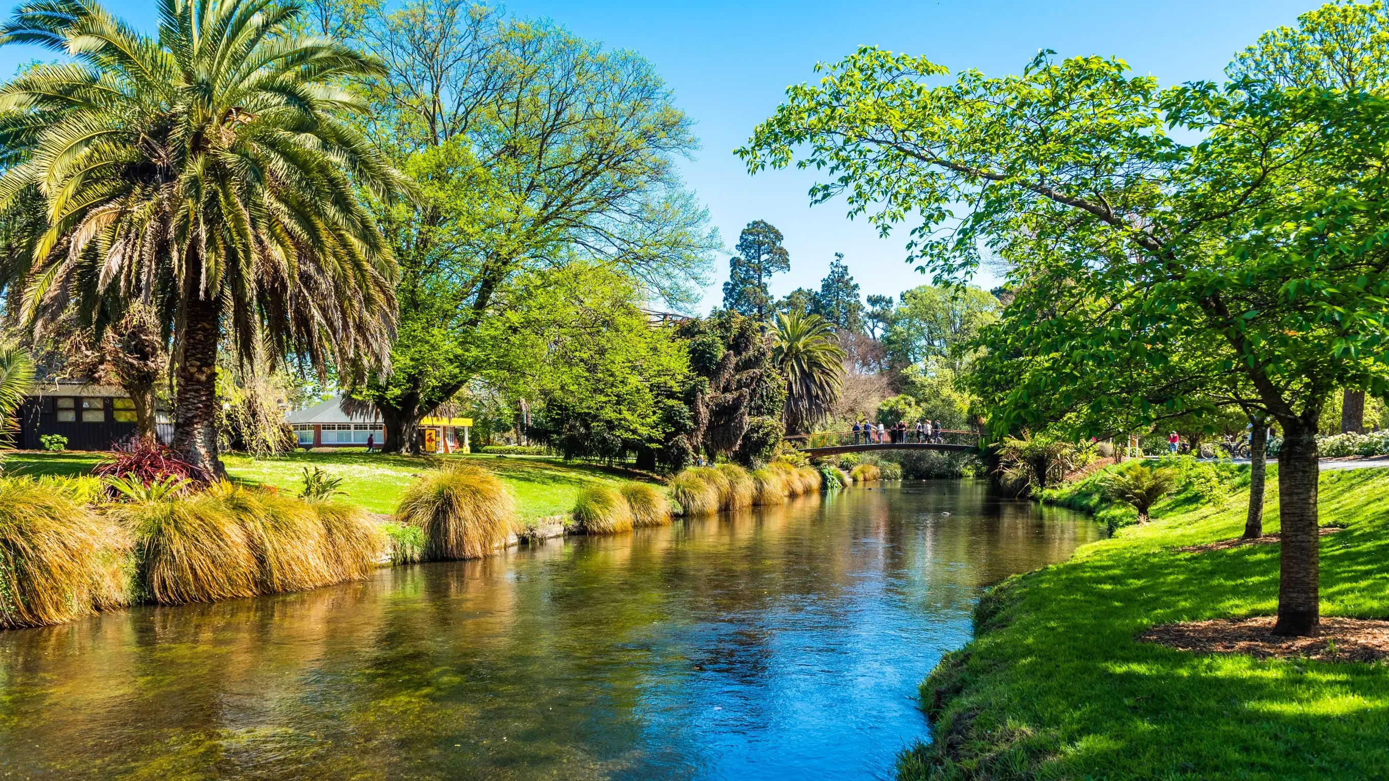 The Avon River runs through the Christchurch Botanic Gardens in Hagley Park, Christchurch, New Zealand. Image credit: stock.adobe.com