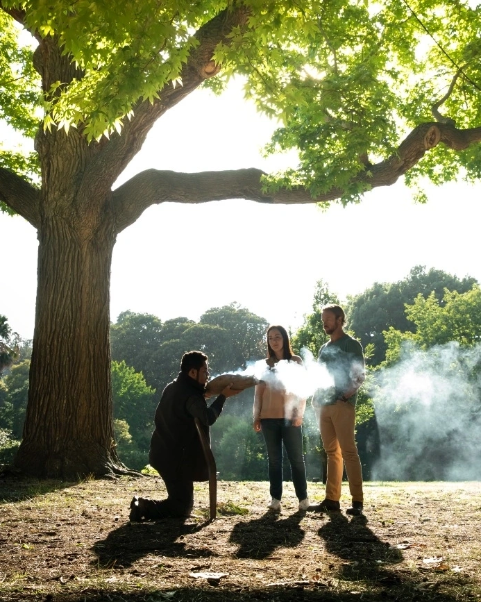Smoking ceremony at Melbourne’s Royal Botanical Garden.