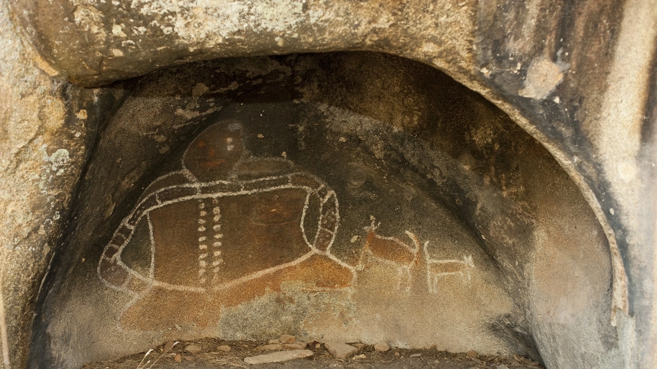 Aboriginal rock art at Bunjil shelter, Gariwerd National Park, Victoria