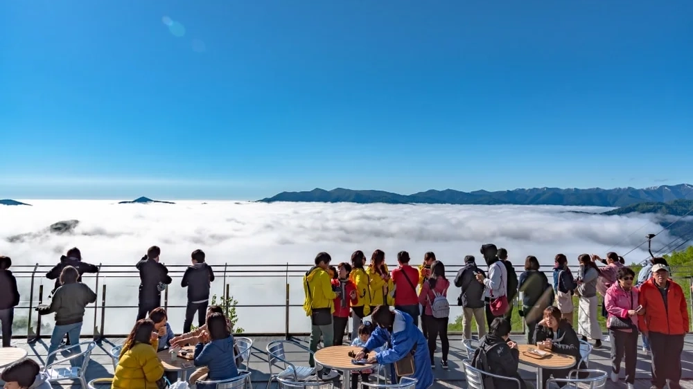 At Hokkaido's Unkai Terrace, where 'unkai' means 'sea of clouds' and the clouds look like ocean surf