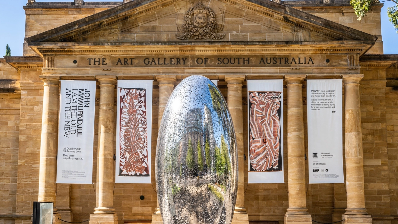 Facade and main entrance view of the building of the Art Gallery of South Australia, Adelaide. Image credit: Keitma/stock.adobe.com