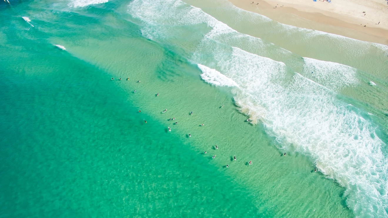 Aerial view of Surfers Paradise skyline in Gold Coast Queensland, Australia.