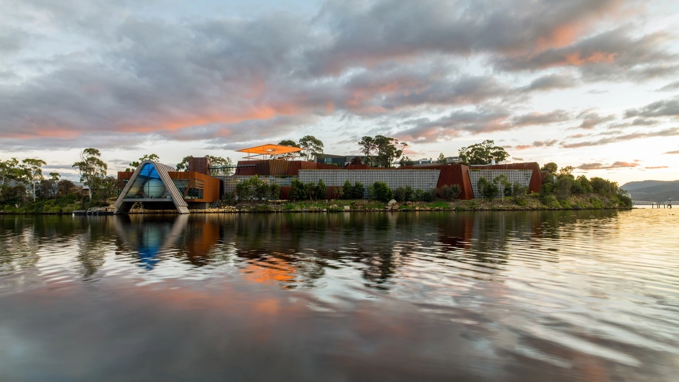 A picture of Museum of Old and New Art (MONA), taken from the river.
