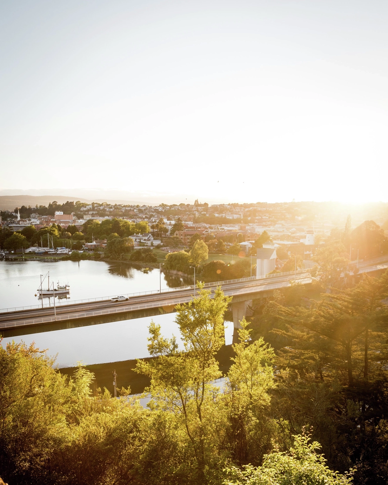 Aerial view of Cataract Gorge, Launceston. Image credit: Tourism Tasmania/Nat Mendham