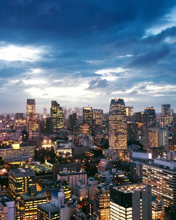 Tokyo skyline and Tokyo Tower at night, Minato, Tokyo, Japan.