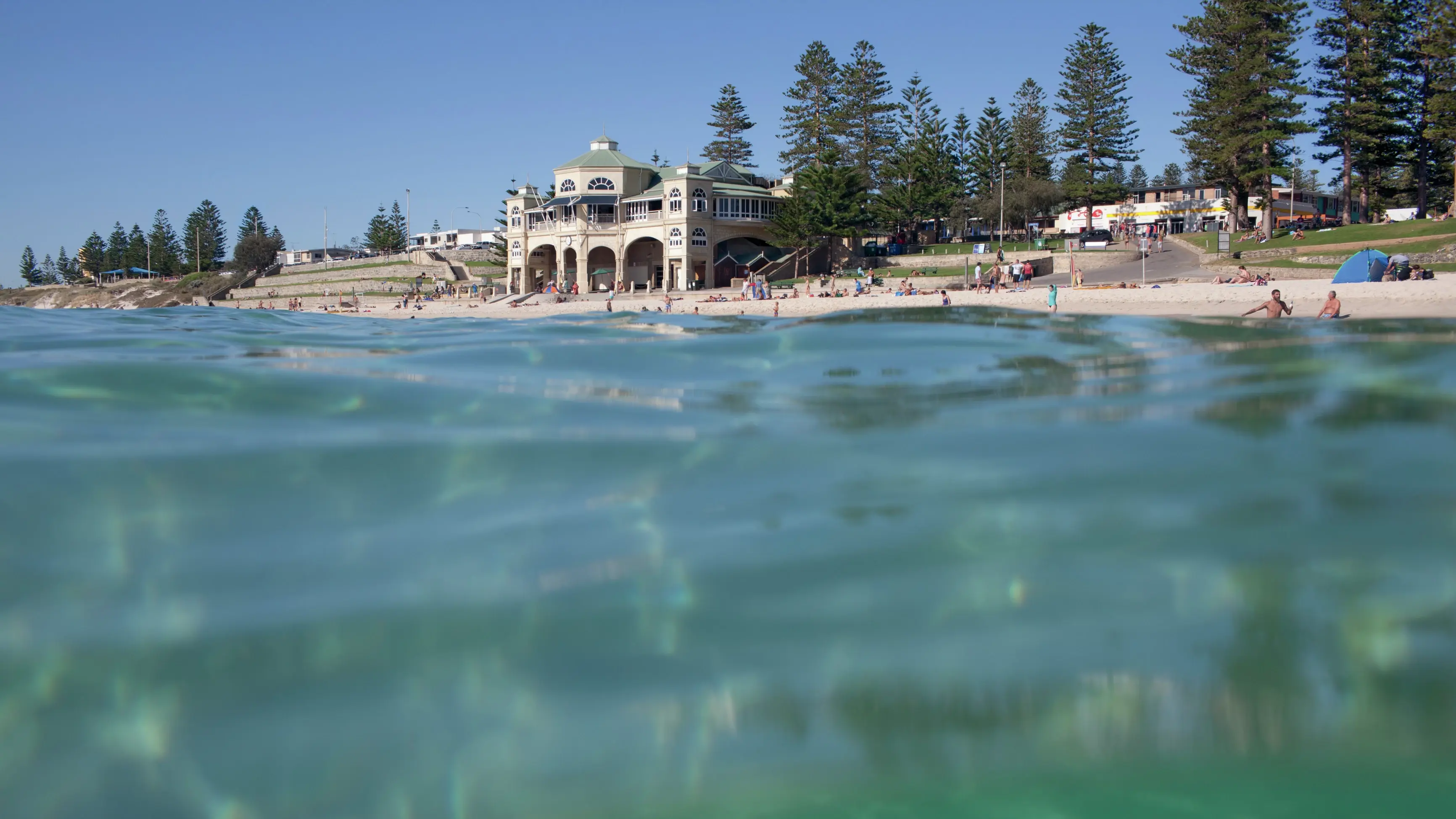 View of Cottesloe Beach and Indiana Tea House, Perth, Western Australia. Image credit: Tourism Western Australia
