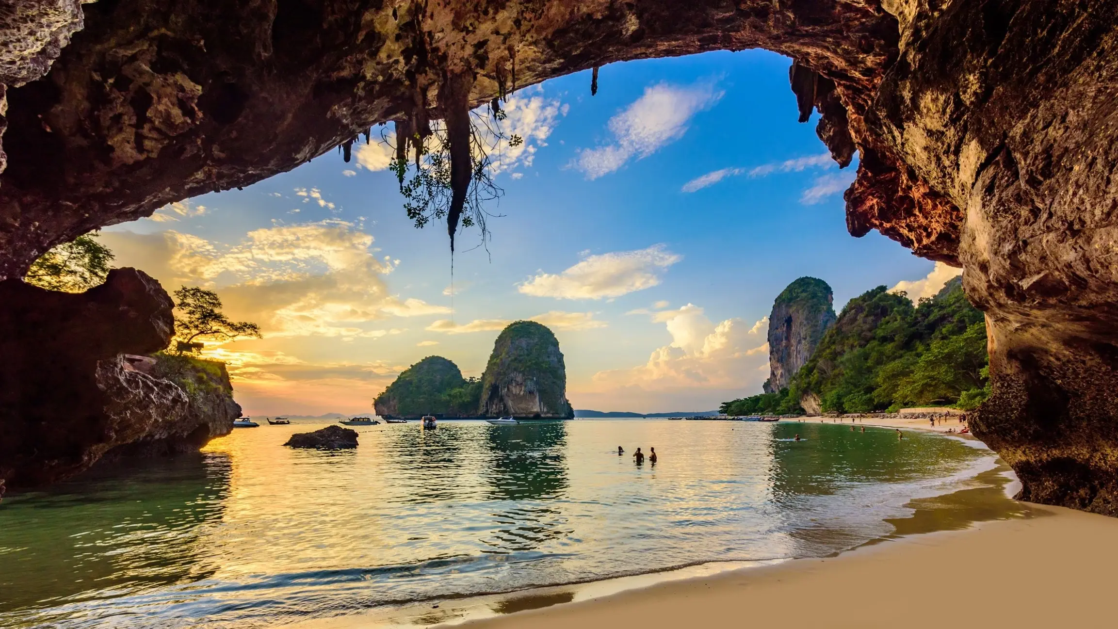 View of the Andaman Sea from inside Phra Nang Cave, Railay Beach, Krabi. Image credit: stock.adobe.com