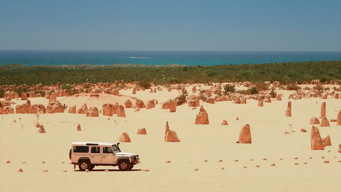 The lunar surface of the Pinnacles Desert is best explored with some off-road driving