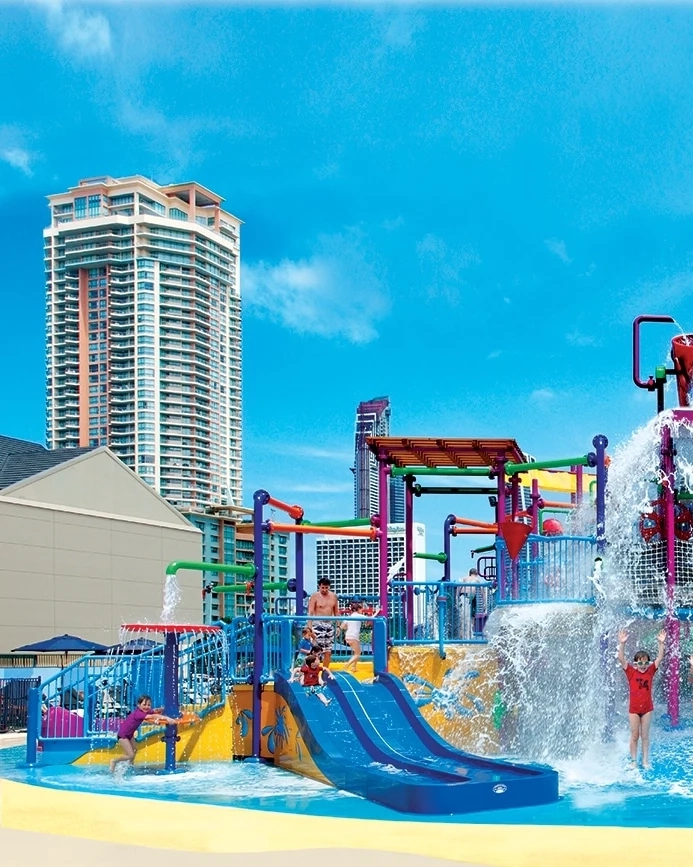 Kids enjoy the water park at the Paradise Resort on the Gold Coast.