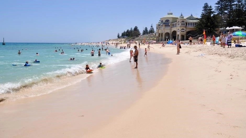 People enjoying the beach of Cottesloe in Perth