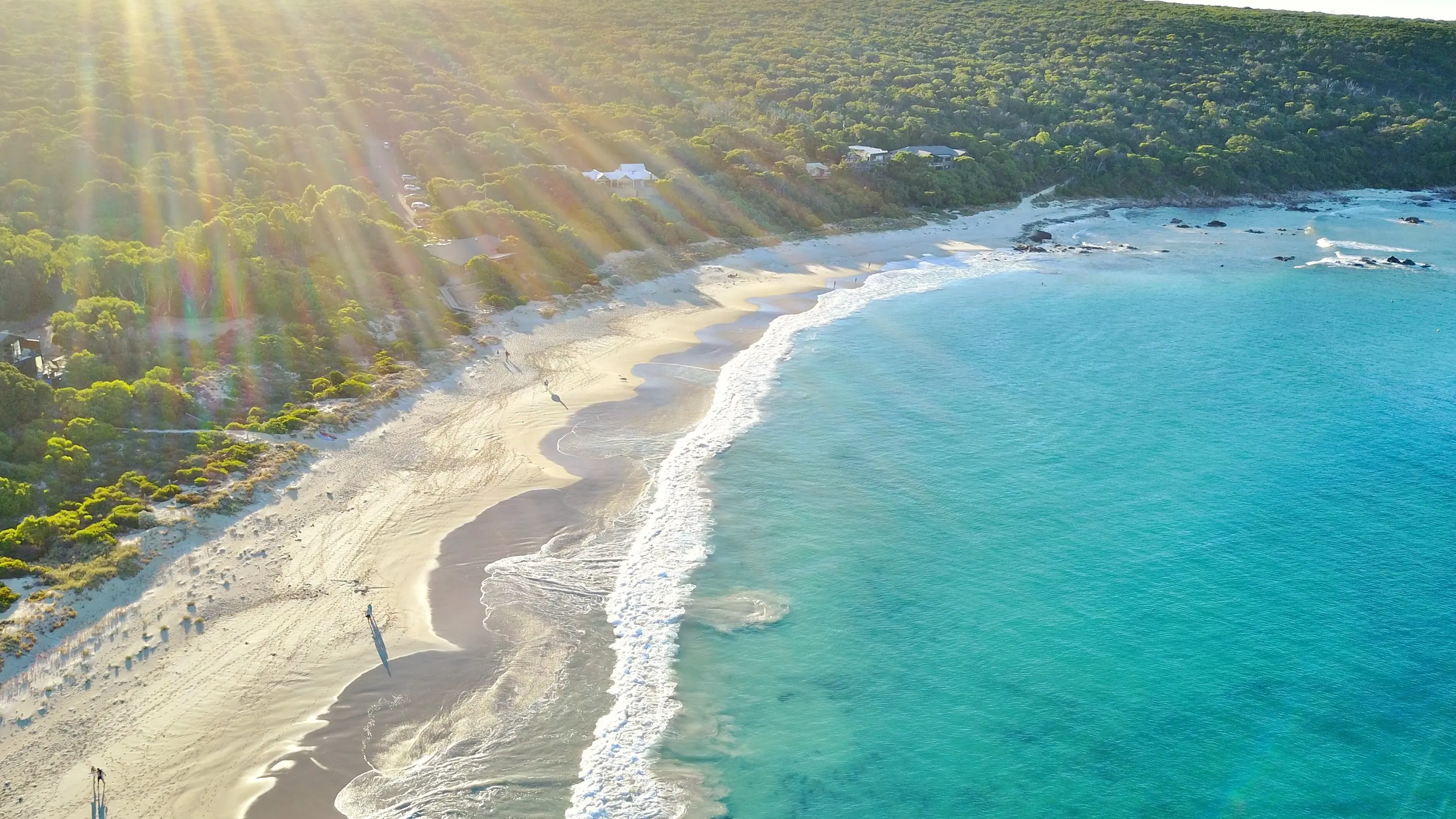 Aerial view of glorious Margaret River beach, all white sand, turquoise water and gorgeous light. Image credit: stock.adobe.com