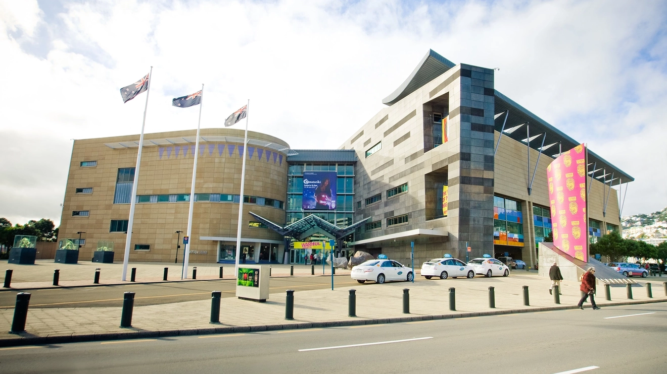 The modernist exterior of Te Papa Tongarewa (Museum of New Zealand), Wellington, New Zealand. Image credit: WellingtonNZ