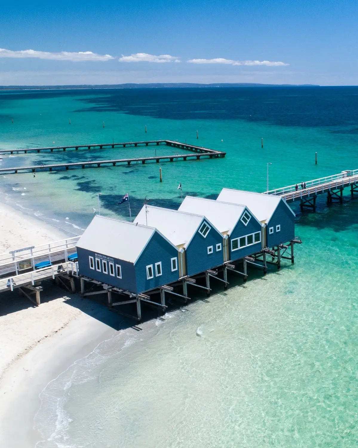 Aerial view of Busselton Jetty. Image credit: Tourism Western Australia